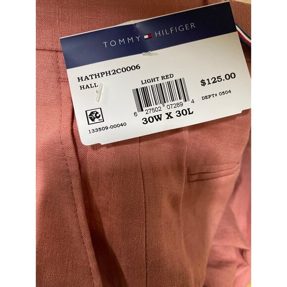 Tommy Hilfiger Mens Modern Fit Pure Linen Comfortable Pants Red Size 30x30 NWT - Picture 4 of 5